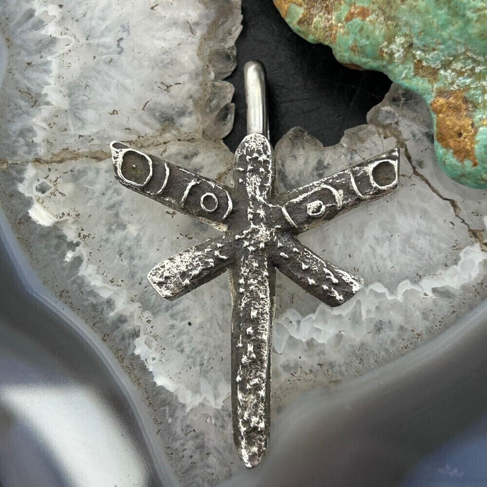 Cheyenne Custer Native American Sterling Tufa Cast Dragonfly Unisex Pendant
